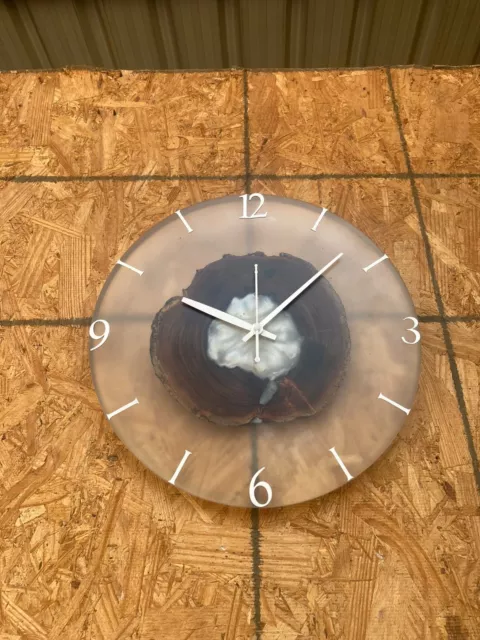 Epoxy Resin Wall Clock, Housewarming Gift,  Resin Rustic Wood Clock for Wall