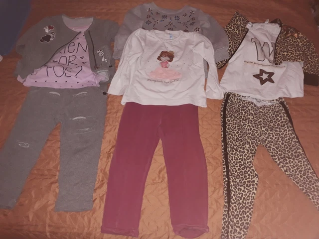 Lotto 60 Pezzi Bambina 2/3 Anni Maglie Pantaloni Felpe Completi