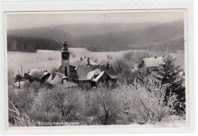 39029425 - Schellerhau i. Erzgeb. mit Blick auf die Kirche gelaufen von 1937.