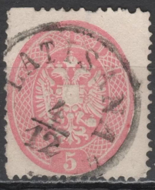 Lombardo-Veneto - 5 Soldi 1863 dent. 14 annullo Latisana circolare (C1)