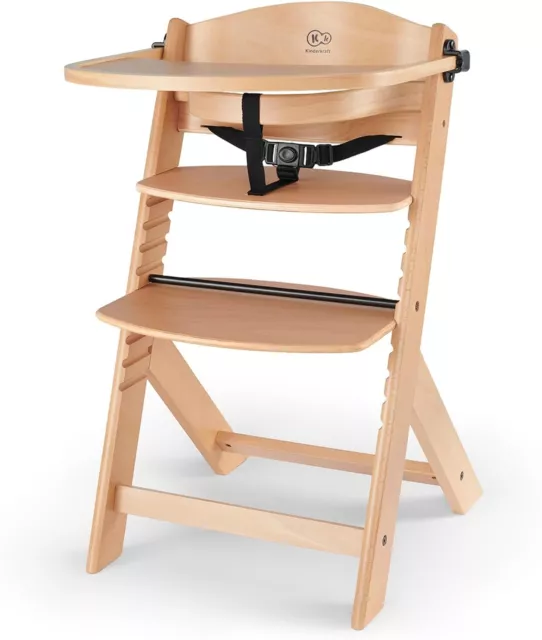 Kinderkraft Wooden Highchair 3 in 1 ENOCK, Multifunctional Baby Chair, Ajustabl