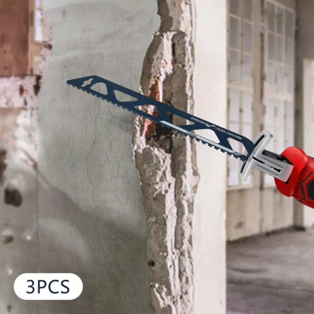 3Pcs Reciprocating Saw Blade Demolition Masonry Hard Alloy Steel Saw Blades