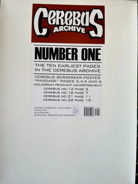 Cerebus Archive Portfolio Volume 1 GN Signed Dave Sim Aardvark Gerhard New NM