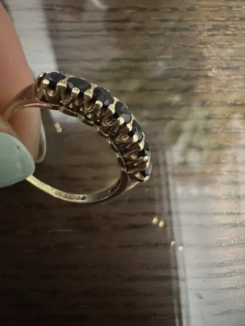 9ct Gold Ring With 7 Sapphires