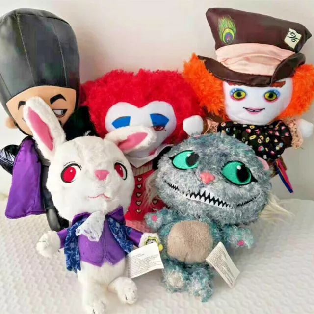 Disney Alice in Wonderland Red Queen Cheshire Cat Mad Hatter Rabbit plush 5pcs