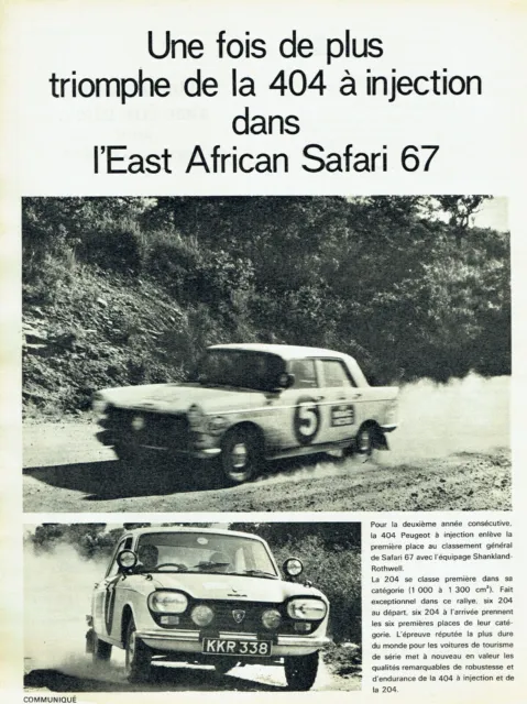 Publicité Advertising 0089  1967  East African Safari Peugeot 404 & 204 injectio