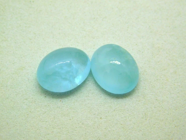 7.35 Cts Natural Milky Santa Maria Blue Aquamarine 11x9 mm Oval Pair Calibrated