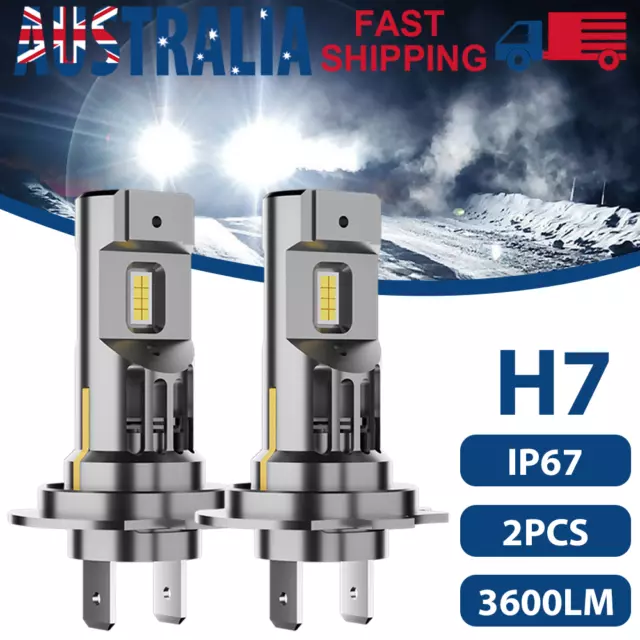 2x H7 Super Bright LED Headlight Bulbs Conversion Kit High Low Beam 6500K White