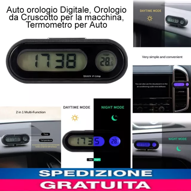 orologio digitale auto, Orologio da Cruscotto Macchina, Termometro Per Auto