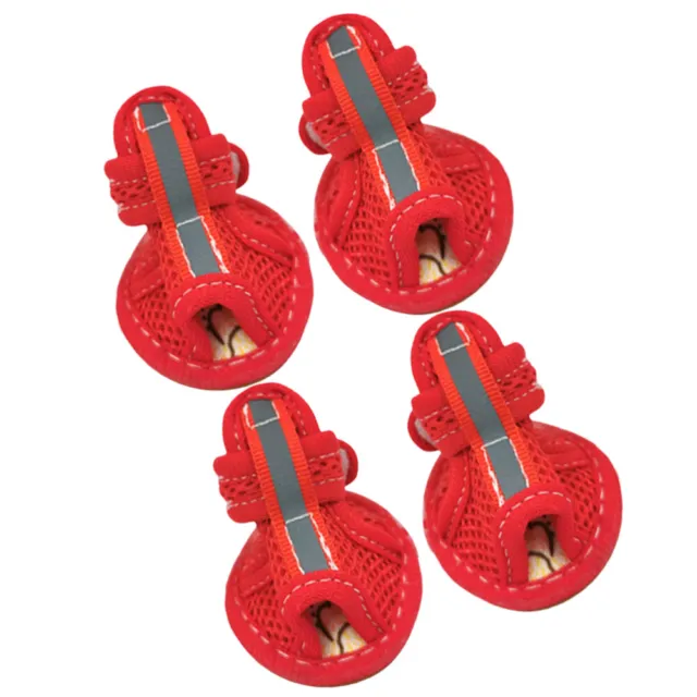 4 piezas Sandalias para mascotas Carne tendón malla inferior tela verano zapatos para perros botines pequeños