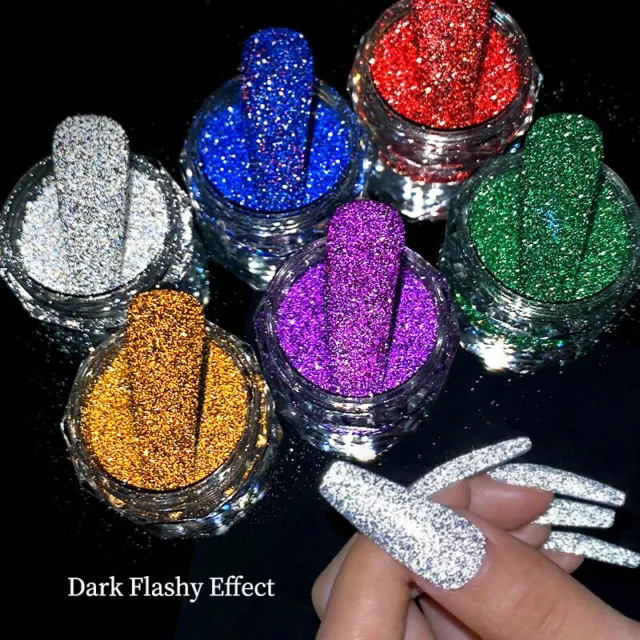 Effet Arc-En-Ciel Glitter Nail Powder Dust Pigment Holographic Nail Art Dust R