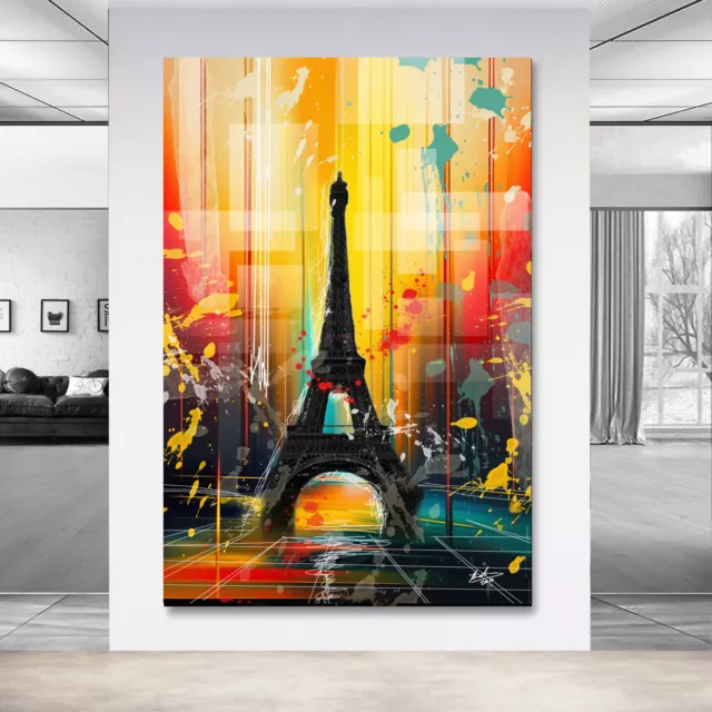 Leinwand Bild Paris Eiffelturm Abstrakt Wandbilder XXL Wohnzimmer Modern  4803A