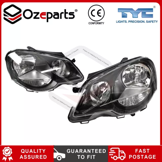 Set / Pair LH+RH Head Light Lamp GTi Black For VW VolksWagen Polo 9N 2005~2010