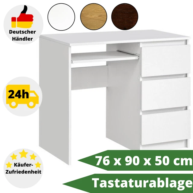 Scrivania Computer Yaheetech - In MDF, Con 4 Cassetti E Mensola, 106x53x90 Cm, Bianco - Foto 4