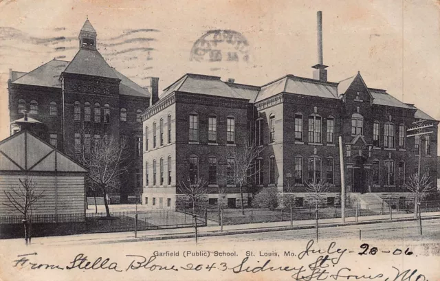 St Louis Missouri MO ~ Garfield (Gesetzliche) Schule ~ 1906 Foto Postkarte