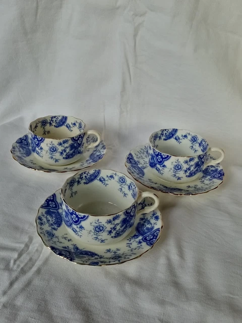 3 Tasses Et Soucoupes Anciennes En Porcelaine Anglaise Marque Chapman N°249243