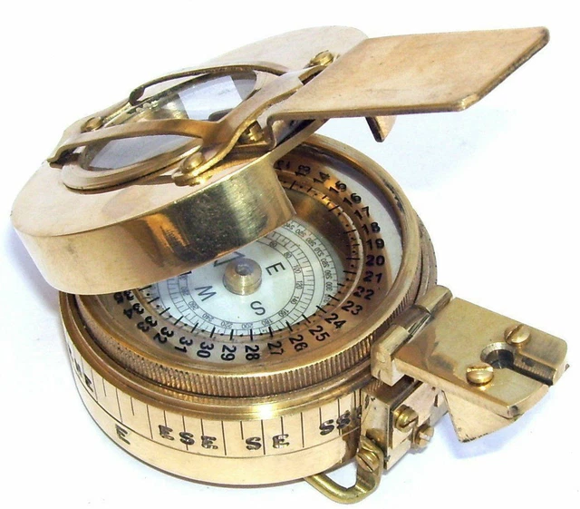 Boussole Nautique Gravure Bateau Boussole Laiton Calyron - Cadran Nautique Gravée - Étu Cuir - Cadeau Marin Randonnée Accessoire Vintage Navigation