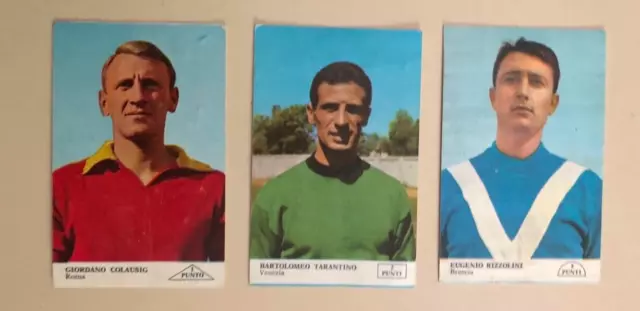 Lotto 3 figurine cartonate calciatori dell'album Fidass 1966/67 con talloncino