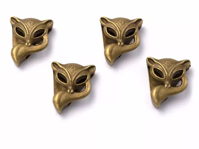 Schiebeperlen Fuchs in antik bronzefarben 4 Stück von Vintageparts DIY Schmuck