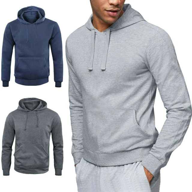 Maglia con Cappuccio Uomo Felpa Sportiva Regular Fit Tinta Unita 6886IT