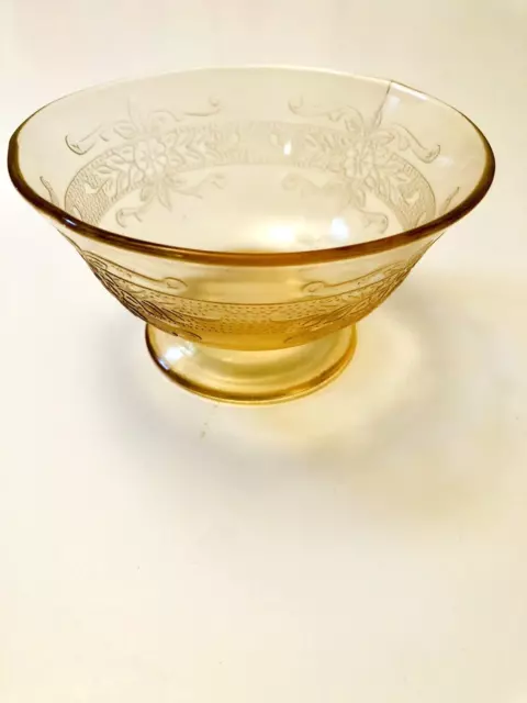 Vintage Yellow Depression Glass Small 4" Dessert Fruit Bowl Stem