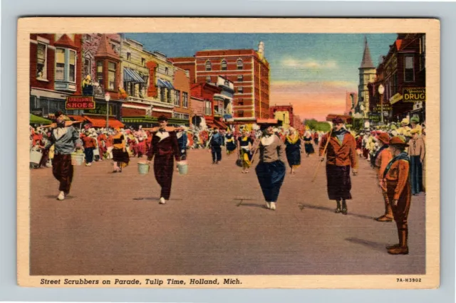 Holland MI, Tulip Time Parade Street Scrubbers, Michigan c1955 Vintage Postcard