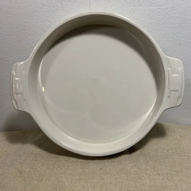 Longaberger  Vitrified Pottery Woven Ivory Glazed 9” Quiche/Pie Plate/Dish
