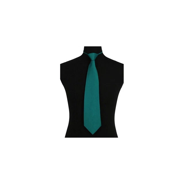 New formal men's pre-tied zip ready knot necktie polyester wedding Hunter Green