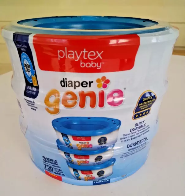 3 Refills 810 Playtex Max Odor Lock 7 Layer Diaper Genie Refill Bags NEW