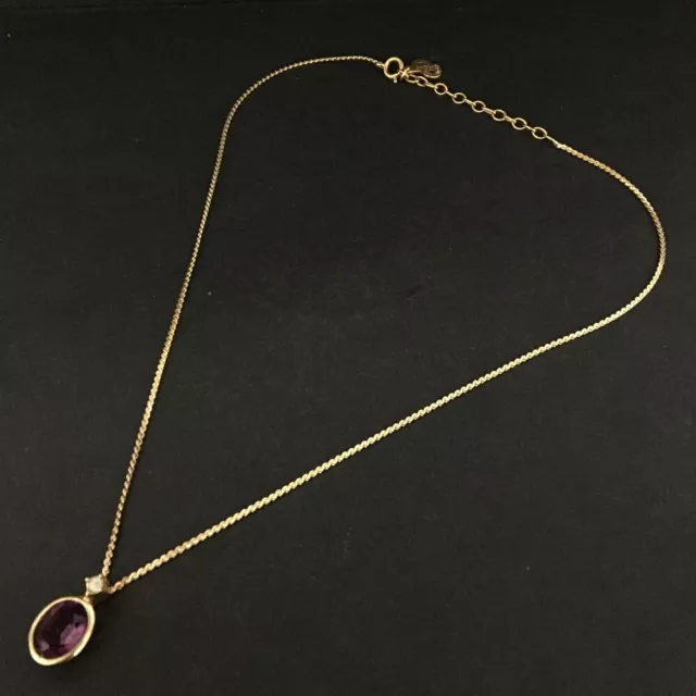 Christian Dior Rhinestone Gold Tone Pendant Necklace/9X0498