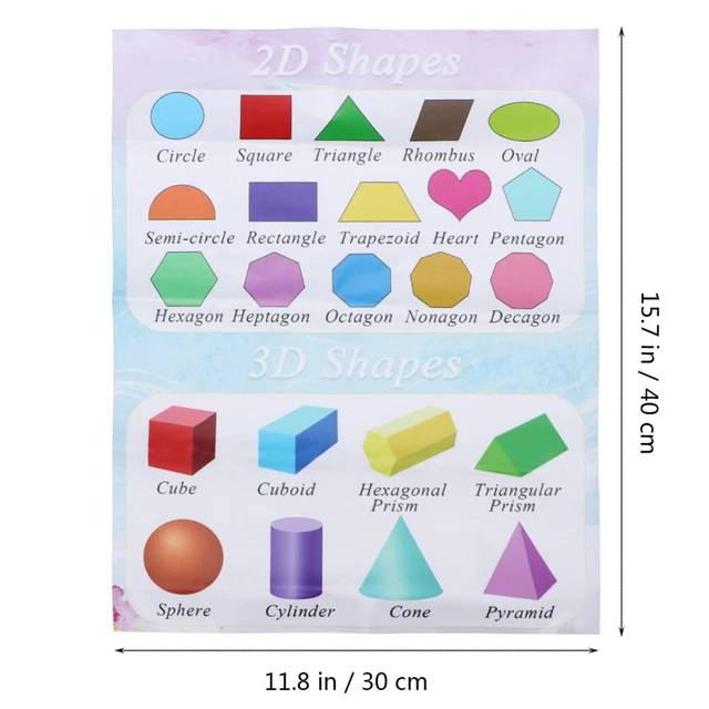 3D SHAPES CHART Shapes Chart Classroom Math Wall Chart Shape Sorter Toy ...