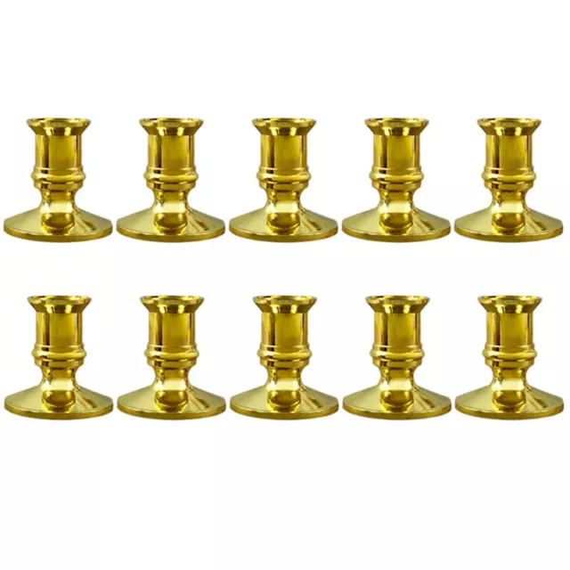 2X(10X Gold Pillar Candle Base Taper Candle Holder Candlestick Christmas4455