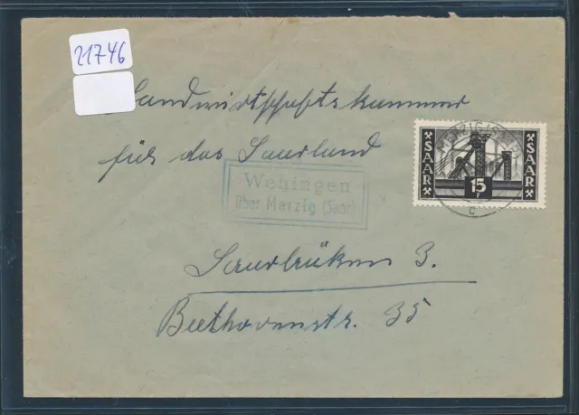 21746) Landpost Doppel - Ra2 Wehingen über Merzig (Saar) Brief um 1954/55