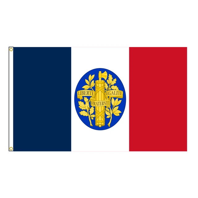 Drapeau de la France avec blason Flag 90x150cm or 60x90cm/3x5ft or 2x3ft