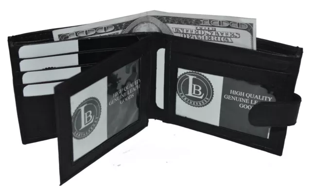 Genuine Leather Mens Wallet RFID Bifold Credit Card Holder Zipper Pocket Purse