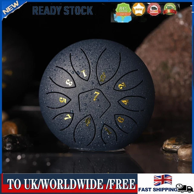 6 Inch 11-Note Tongue Drum with Drumsticks Hand Pan Ethereal Drums (Navy)