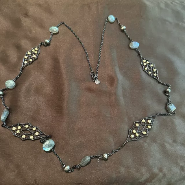 Alexis Bittar Multi-Stone & Crystal-Studded Scallop-Station Necklace reg $295