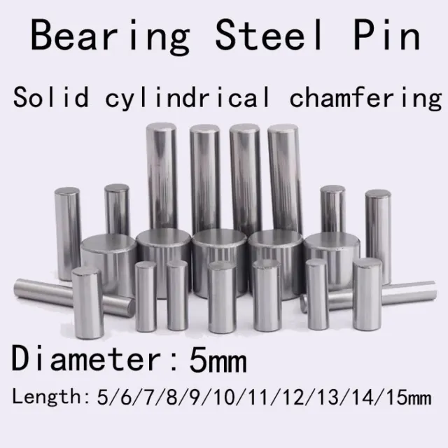 5mm Dia Bearing Steel Pin Solid Cylindrical Chamfering Dowel Pins 5mm-15mm Long