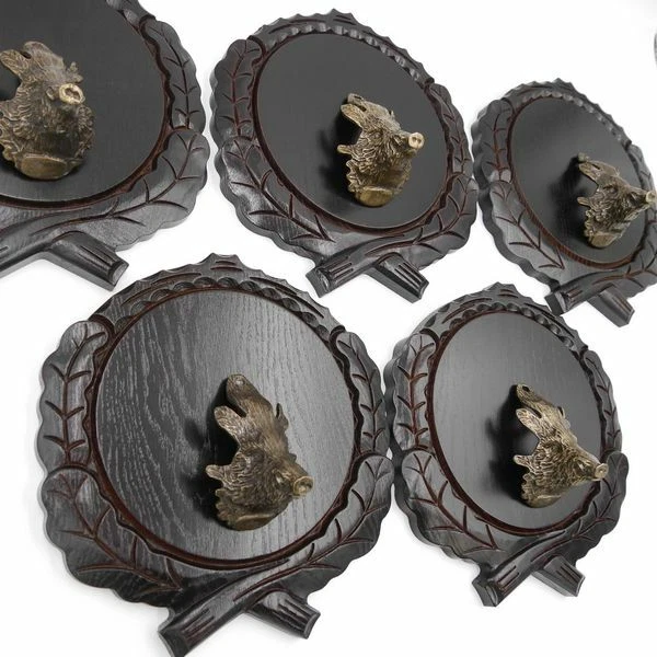 5 Pieza Keilerschilder Tallado Oscuro Af 17,5 CM + 5X Jabalí Cabeza Portada 2