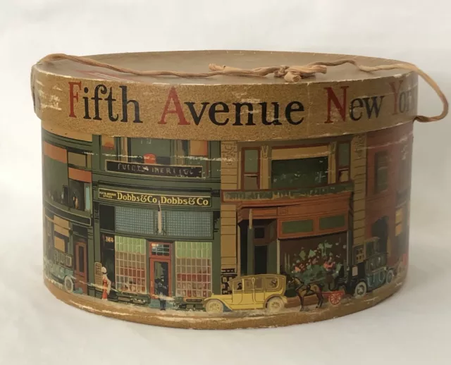 Vtg Dobbs Fifth Avenue New York Hat Box Only Storage 12”W x 7” Tall  RARE FINE