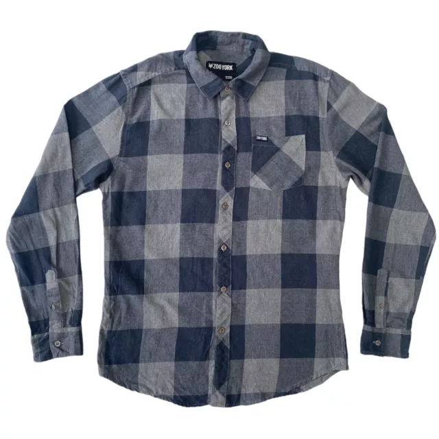 ZOO YORK Mens Blue/Grey Check Long Sleeve Shirt Size M