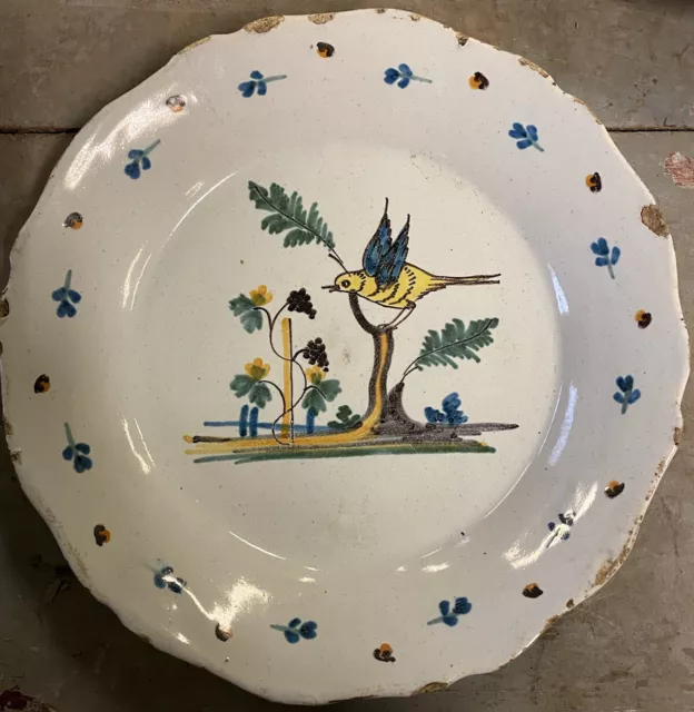 Assiette Sud Ouest Faïence Blanche Vaisselle XIXeme Ancien Service Oiseau