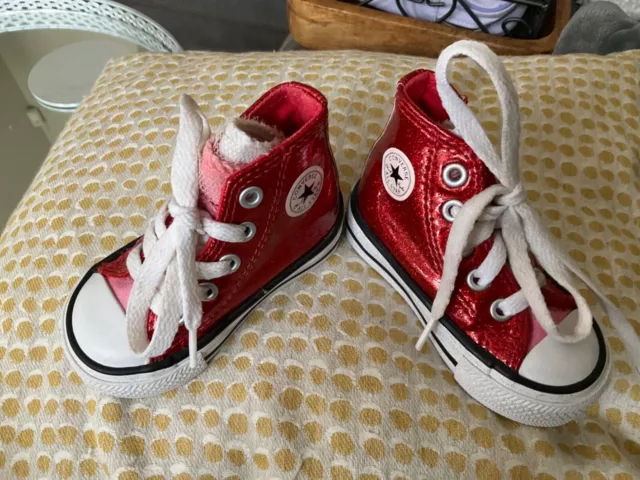 Stivali multilingue Converse per bambini/bambini rossi glitter taglia uk 3 usati una volta