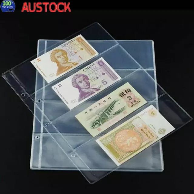 10X Paper Money Banknote Folders 4 Pockets Pages Album Sleeves Storage Note