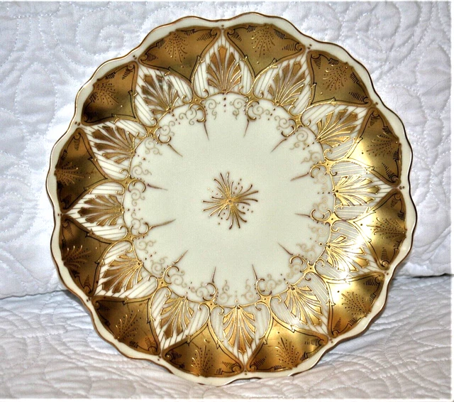 19TH CENTURY SET OF 11 AUSTRIAN PORCELAIN 24kt Gilt ART NOUVEAU PLATES