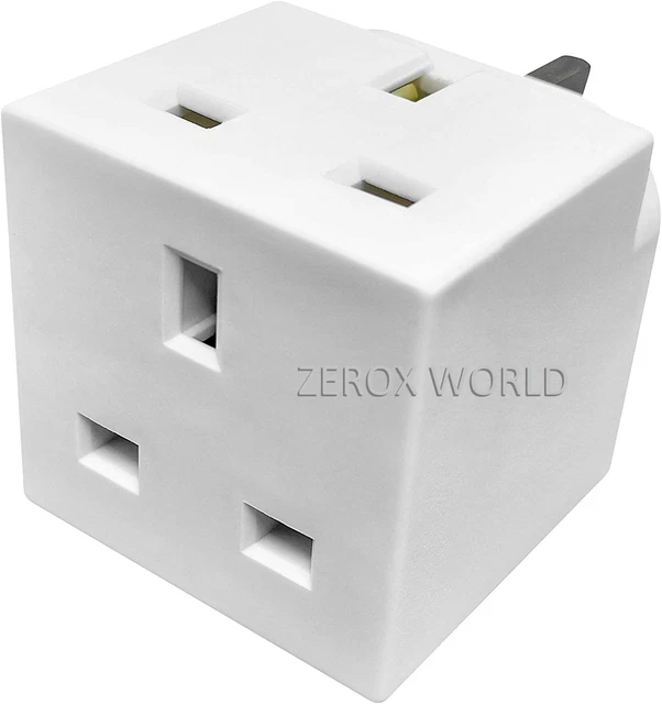 Adaptador multienchufe LUXFAB 2 vías - extensor de enchufe de 3 pines Reino Unido - adaptador de cubo de alimentación