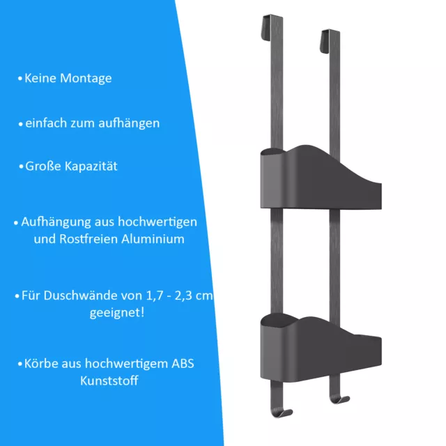 Duschablage zum Hängen, Ohne Bohren, Duschkorb, Wandablage, Duschregal, Badregal 2