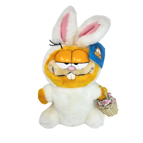 VINTAGE DAKIN GARFIELD Easter Basket Bunny Rabbit Stuffed Animal