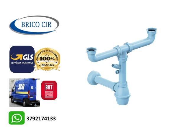 Sifone PVC Per Lavelli A 2 Vasche - Basso Ingombro Con Attacco Lavastoviglie - Foto 4