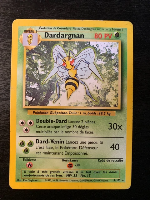 Carte Pokémon RARE Dardargnan 17/102 Edition 2 Set De Base FR Wizards